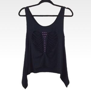 Betsey Johnson | L | Asymmetrical Black Tank Top